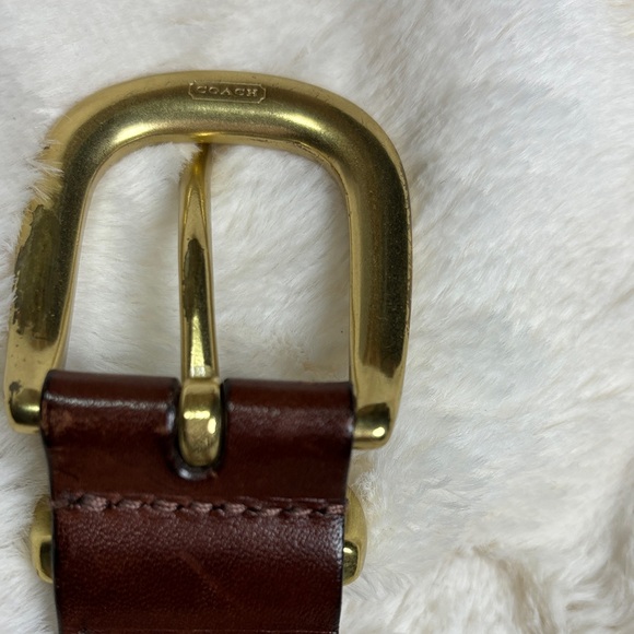 Vintage Coach Belt Leather 5922 Woven Braided Brown Solid Brass Crochet - Picture 4 of 11